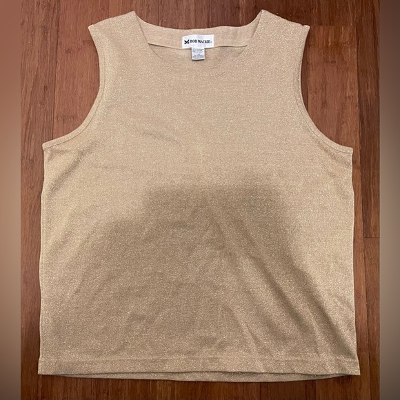 Bob Mackie Tank 1W /1XL Gold Sparkle Party Holiday - Picture 1 of 13